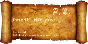 Petró Márton névjegykártya